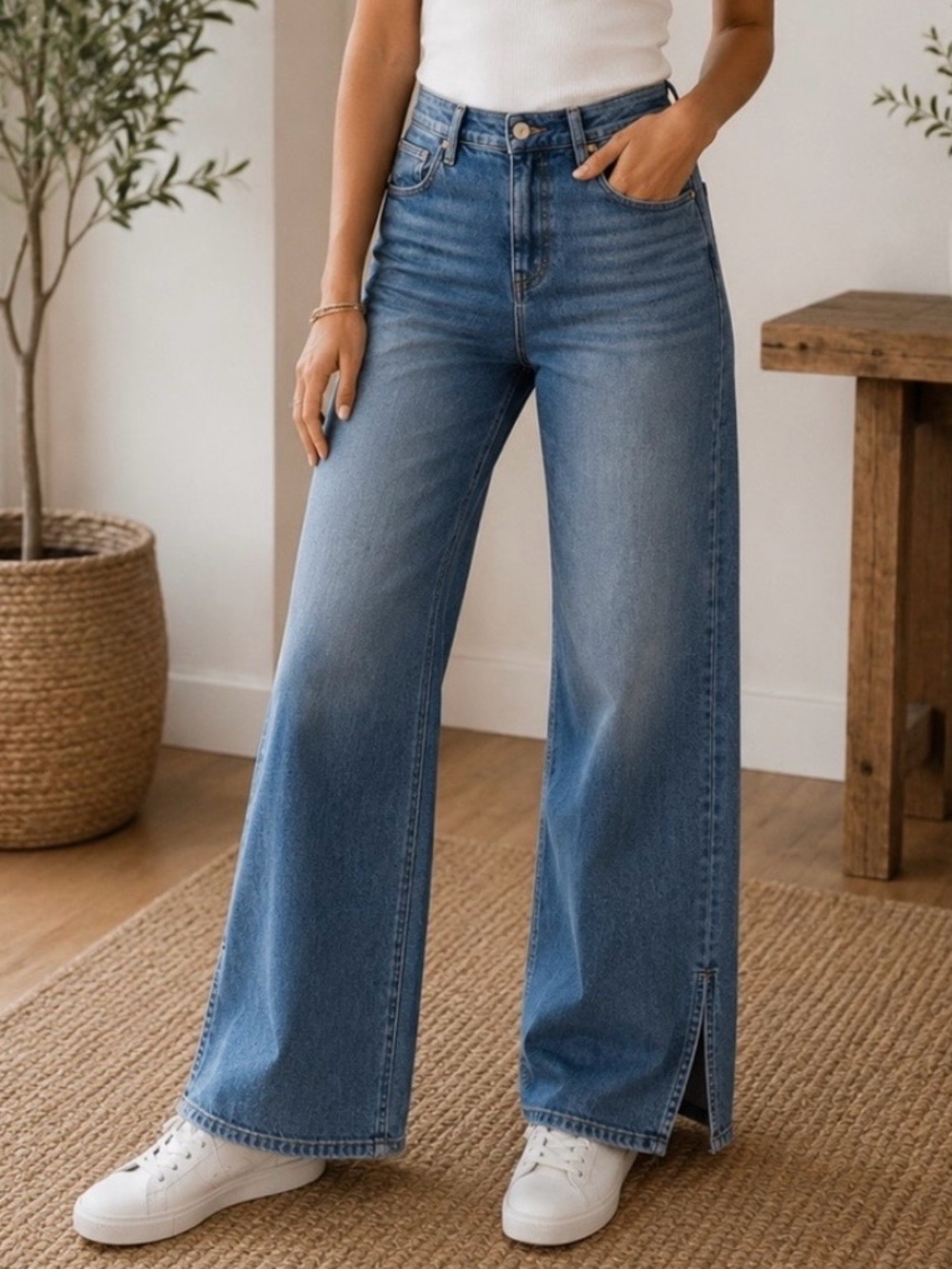Evereve Marlow Split Hem Jeans